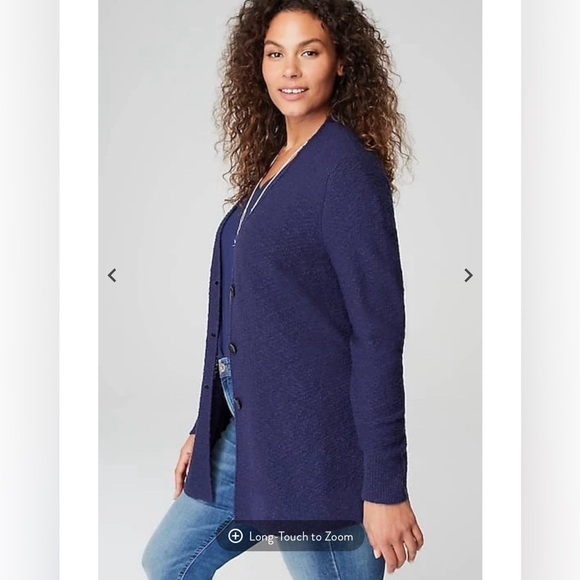 NWT J.Jill Slub-Textured Button-Front Cardigan | Size XL | Rich Purple - Picture 3 of 5
